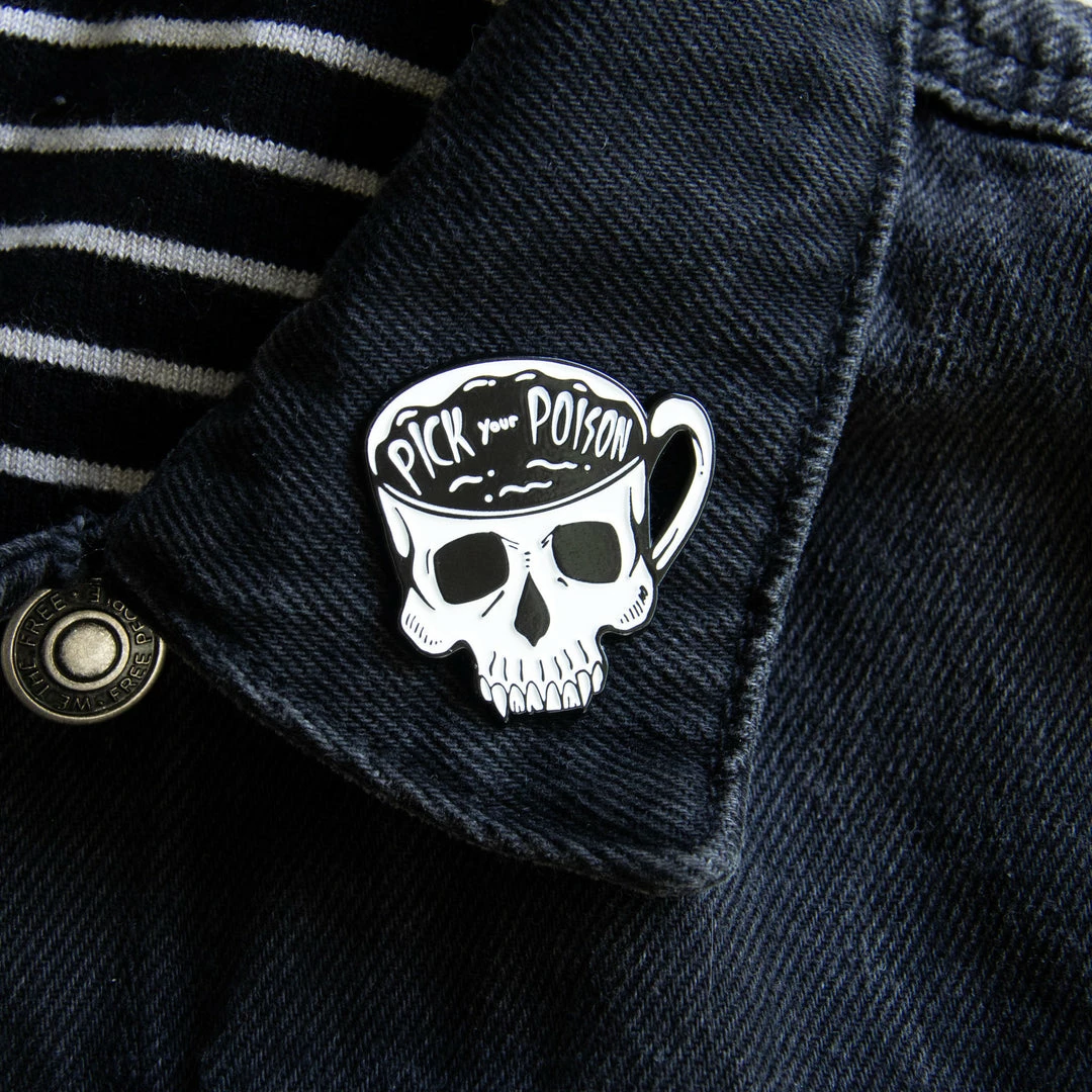 Ectogasm Pick Your Poison Skull Coffee Cup Enamel Pin Pins 7 Ectogasm Pick Your Poison Skull Coffee Cup Enamel Pin Pins