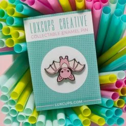 LuxCups Creative Pink Bat Enamel Pin