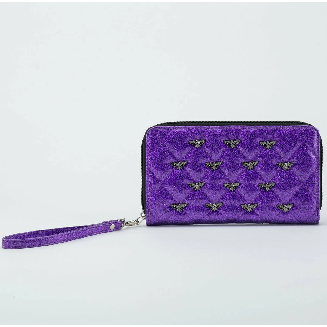 Rock Rebel Studded Bats Purple Glitter Wallet 3 Rock Rebel Studded Bats Purple Glitter Wallet