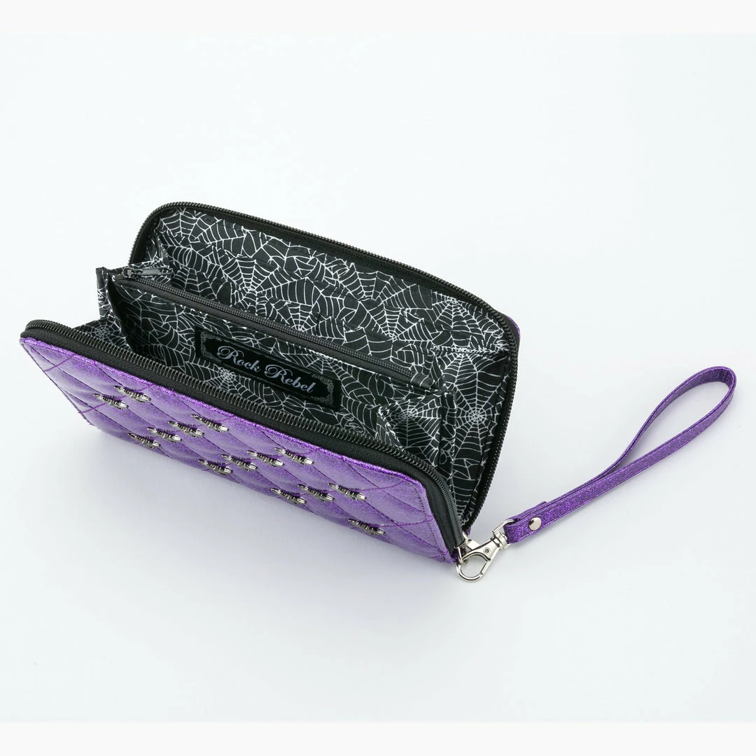Rock Rebel Studded Bats Purple Glitter Wallet 5 Rock Rebel Studded Bats Purple Glitter Wallet