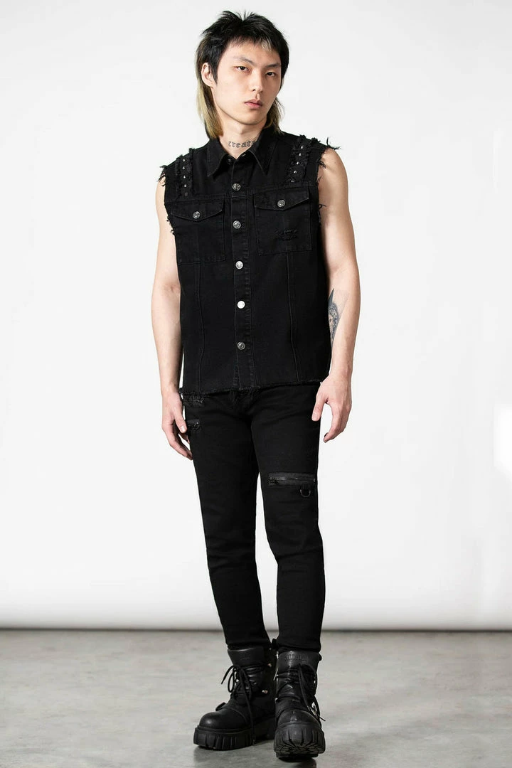 Killstar Ruse Denim Vest Men's Stuff 5 Killstar Ruse Denim Vest Men's Stuff