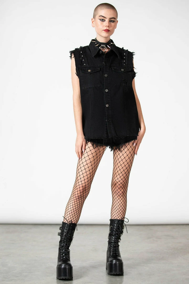 Killstar Ruse Denim Vest Men's Stuff 10 Killstar Ruse Denim Vest Men's Stuff