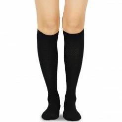TeeHee Black Rib Pointelle Knee High Women's Socks Gift Ideas