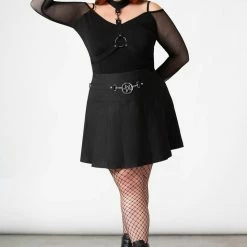 Killstar Women's Stuff Scary Pleated Skirt