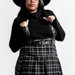 Killstar Shadows Suspender Mini Skirt [ASH TARTAN]