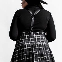 Killstar Shadows Suspender Mini Skirt [ASH TARTAN]