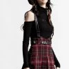 Killstar Women's Stuff Shadows Suspender Mini Skirt [BLOOD TARTAN]