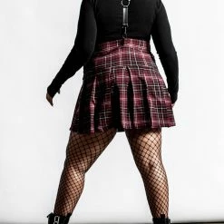 Killstar Women's Stuff Shadows Suspender Mini Skirt [BLOOD TARTAN]