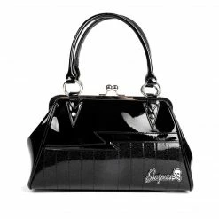 Sourpuss Shock Me Handbag - Black/Black Bags & Backpacks