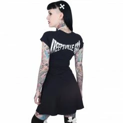 Kreepsville666 Women's Stuff Skeleton White Flare Dress