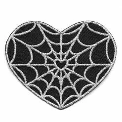 Kreepsville666 Spiderweb Heart Silver Patch Patches