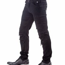 Queen Of Darkness Men's Stuff Black Pants With Slits