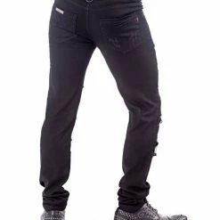 Queen Of Darkness Men's Stuff Black Pants With Slits