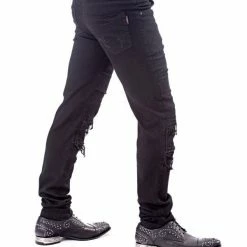 Queen Of Darkness Men's Stuff Black Pants With Slits