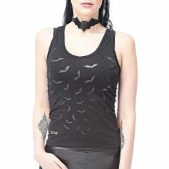 Queen Of Darkness Top Printed With Bats In The Front
