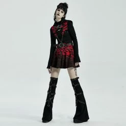 Punk Rave Women's Grunge Dyed Pleated Skirt With Belt