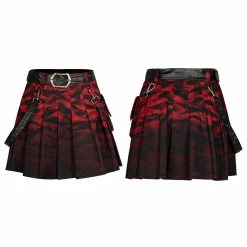 Punk Rave Women's Grunge Dyed Pleated Skirt With Belt