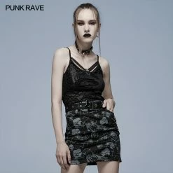 Punk Rave Women's Stuff Grunge Cutout Skull Ripped Tank Top