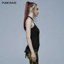 Punk Rave Women's Stuff Cutout Mesh Splice Skull Tank Top