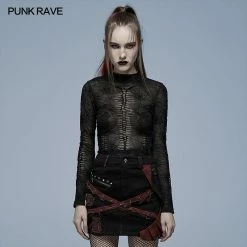 Punk Rave Spider Web Printed Mesh Top Women's Stuff