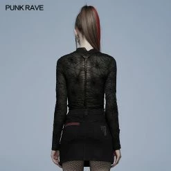 Punk Rave Spider Web Printed Mesh Top Women's Stuff