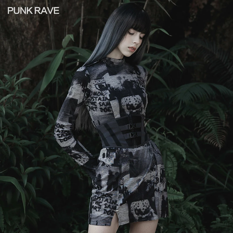 Punk Rave Men's Stuff Black And Gray Corset With Buckles 4 Punk Rave Men's Stuff Black And Gray Corset With Buckles