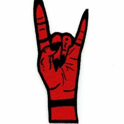 Project Pinup Witchy Metal Horns Hand Iron On Embroidered Patch - Red