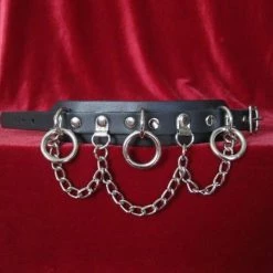 Ape Leather Wristband With Three Rings And Chain Wristbands And Cuffs