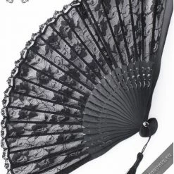Fantasmagoria Black Palace Lace Folding Fan Accessories