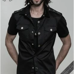 Punk Rave Men's Stuff Casual Black Men's Shirt 20 Punk Rave Men's Stuff Casual Black Men's Shirt