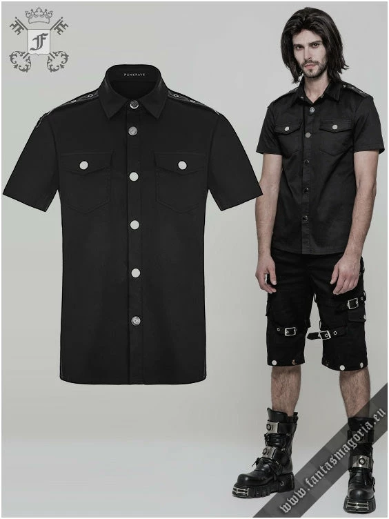 Punk Rave Men's Stuff Casual Black Men's Shirt 4 Punk Rave Men's Stuff Casual Black Men's Shirt