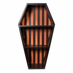Sourpuss Gift Ideas Striped Coffin Shelf - Black/Pumpkin