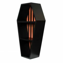 Sourpuss Gift Ideas Striped Coffin Shelf - Black/Pumpkin