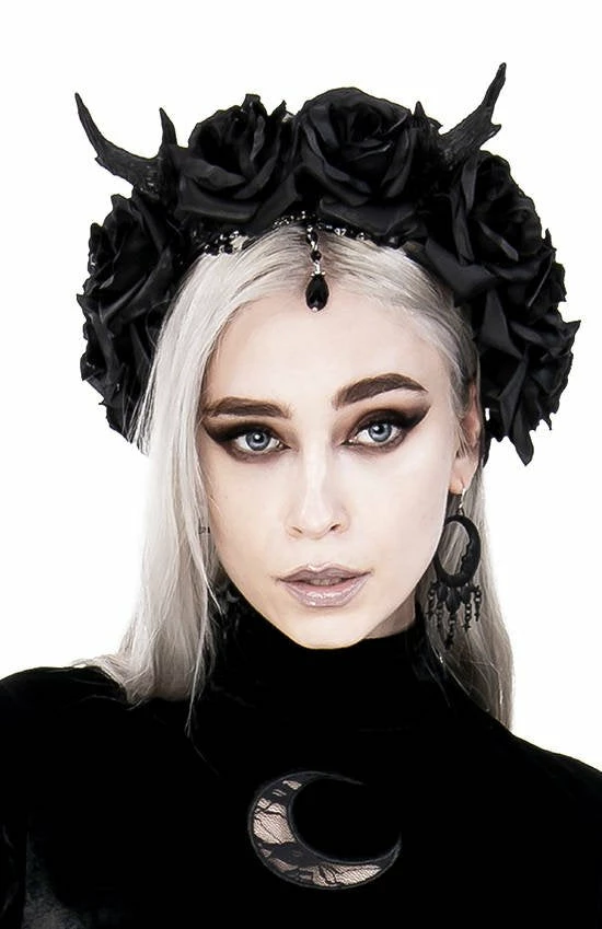ReStyle Gothic Wreath With Antlers, Roses & Beads Headband Accessories 6 ReStyle Gothic Wreath With Antlers, Roses & Beads Headband Accessories