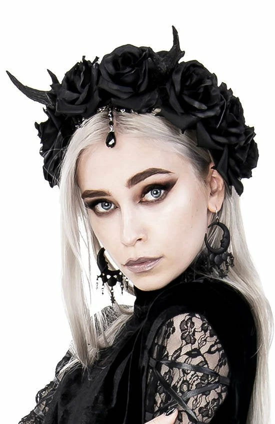ReStyle Gothic Wreath With Antlers, Roses & Beads Headband Accessories 9 ReStyle Gothic Wreath With Antlers, Roses & Beads Headband Accessories