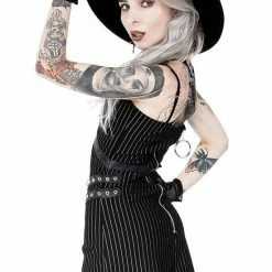 ReStyle Collared Pinstriped Mini Gothic Dress Women's Stuff