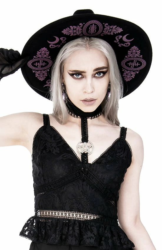 ReStyle Baroque Style Gothic Hat With Burgundy Monogram 4 ReStyle Baroque Style Gothic Hat With Burgundy Monogram