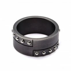 INOX Stainless Steel Gun Metal Finish With Steel Beaded Ring