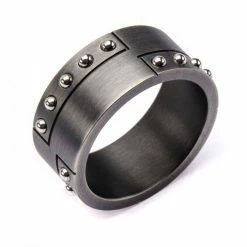 INOX Stainless Steel Gun Metal Finish With Steel Beaded Ring
