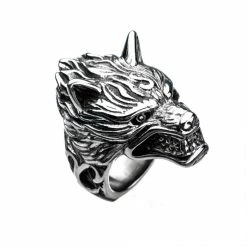 INOX Stainless Steel 3D Wolf Ring Men's Stuff