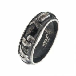 INOX Jewelry Gun Metal Plated 3D Canyon Pattern Ring