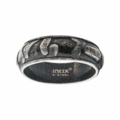 INOX Jewelry Gun Metal Plated 3D Canyon Pattern Ring