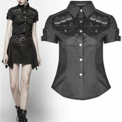 Punk Rave Gothic Militia Shirt Women's Stuff