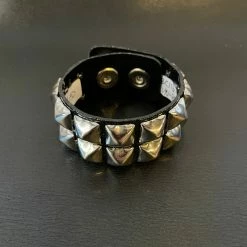 Funk Plus Black Vinyl 2 Row 1/2" Pyramid Snap Bracelet