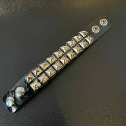 Funk Plus Black Vinyl 2 Row 1/2" Pyramid Snap Bracelet