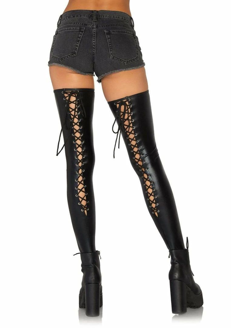 Leg Avenue Maisie Wet Look Thigh Highs 3 Leg Avenue Maisie Wet Look Thigh Highs