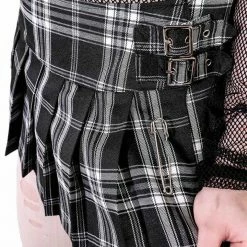 Lip Service World's End Pleated Mini Skirt - B&W Plaid