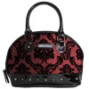 Rock Rebel Damask Margaux Hand Bag In Deep Red Bags & Backpacks