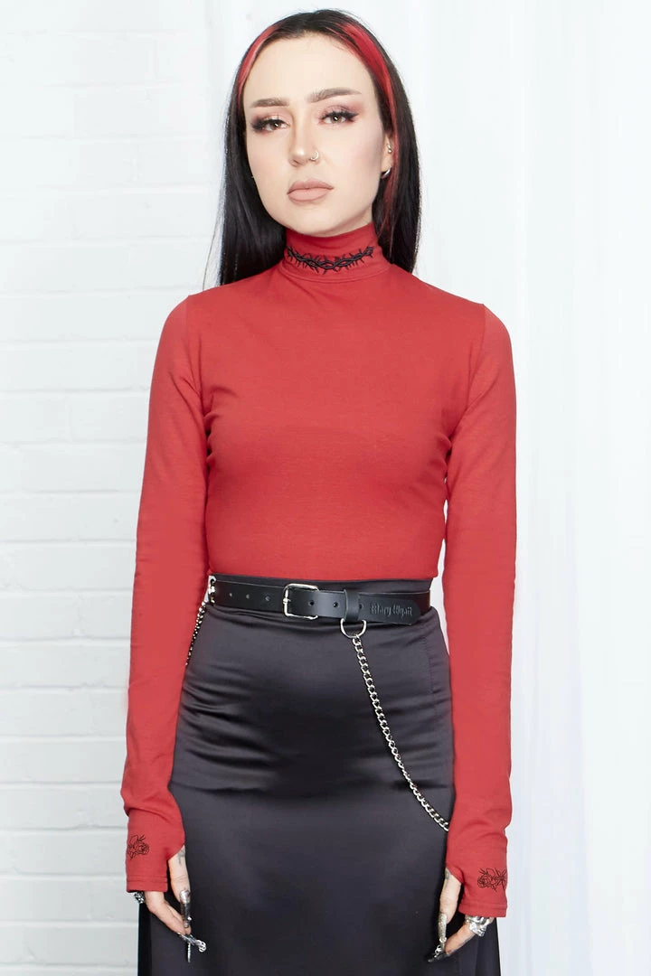 Mary Wyatt London Women's Stuff Mallory Mock Neck Top - Red 3 Mary Wyatt London Women's Stuff Mallory Mock Neck Top - Red