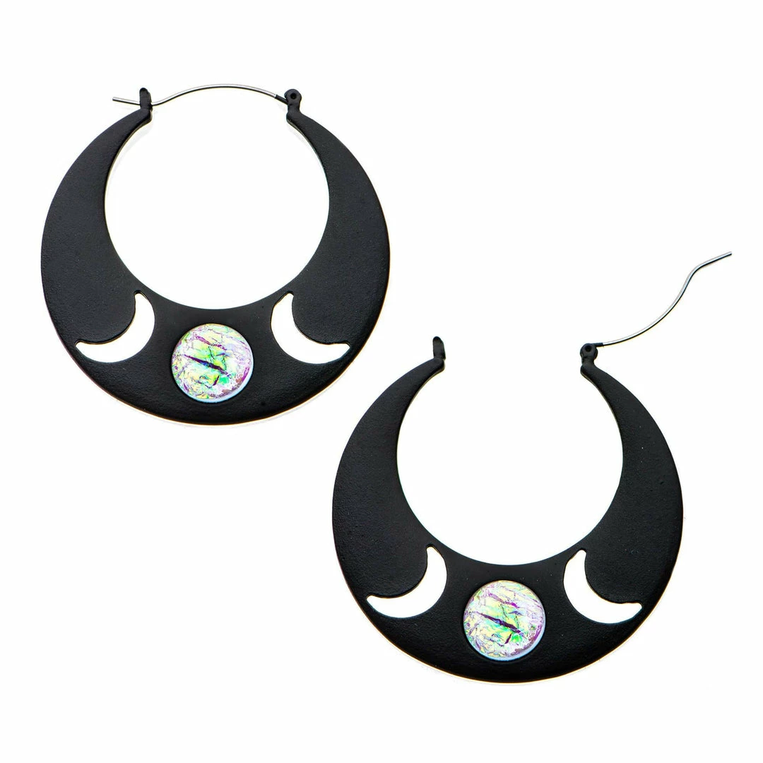 BodyVibe Jewelry Cut-Out Moon Plug Hoops 4 BodyVibe Jewelry Cut-Out Moon Plug Hoops